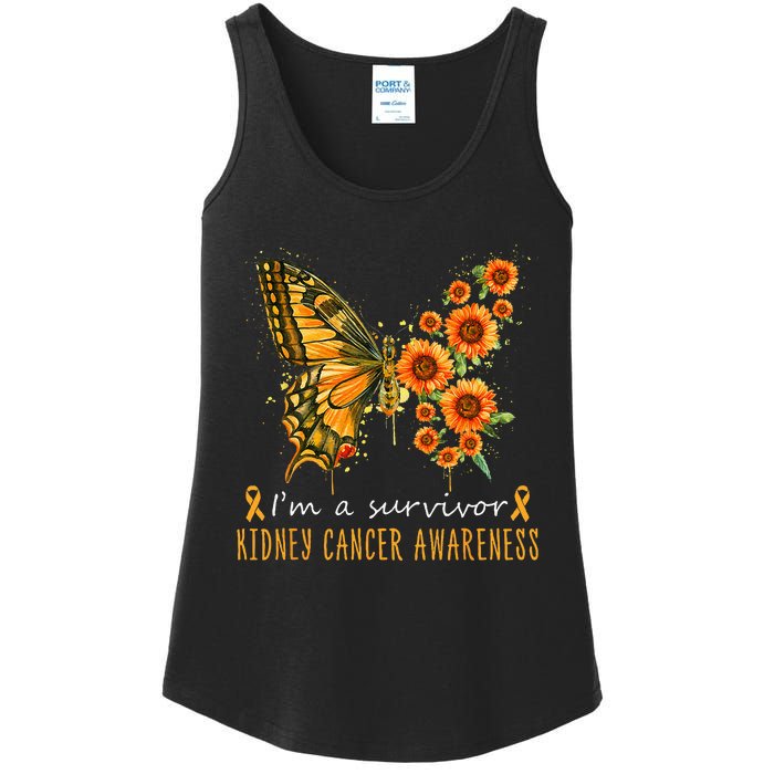 Orange Butterfly Im A Survivor Kidney Cancer Awareness Ladies Essential Tank