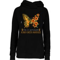 Orange Butterfly Im A Survivor Kidney Cancer Awareness Womens Funnel Neck Pullover Hood