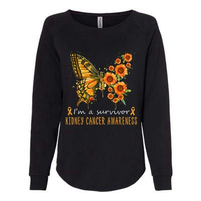 Orange Butterfly Im A Survivor Kidney Cancer Awareness Womens California Wash Sweatshirt