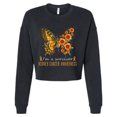 Orange Butterfly Im A Survivor Kidney Cancer Awareness Cropped Pullover Crew