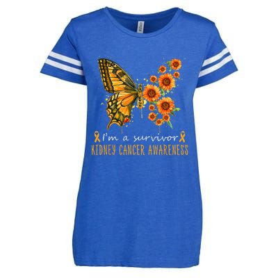 Orange Butterfly Im A Survivor Kidney Cancer Awareness Enza Ladies Jersey Football T-Shirt