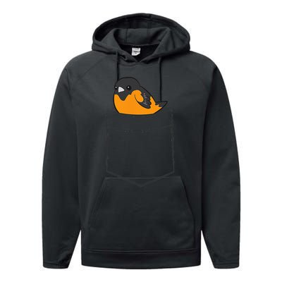 Oriole Bird In The Pocket Cute Pocket Oriole Performance Fleece Hoodie