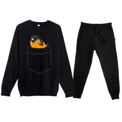 Oriole Bird In The Pocket Cute Pocket Oriole Premium Crewneck Sweatsuit Set