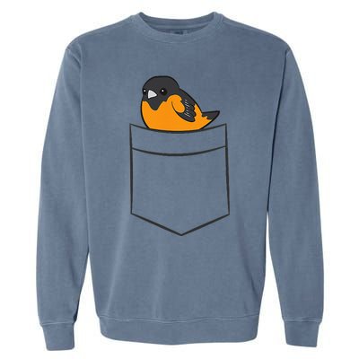 Oriole Bird In The Pocket Cute Pocket Oriole Garment-Dyed Sweatshirt