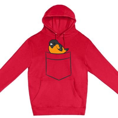 Oriole Bird In The Pocket Cute Pocket Oriole Premium Pullover Hoodie