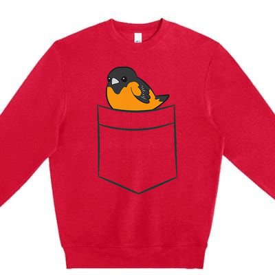 Oriole Bird In The Pocket Cute Pocket Oriole Premium Crewneck Sweatshirt