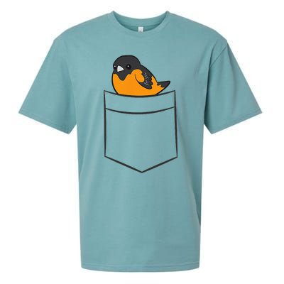 Oriole Bird In The Pocket Cute Pocket Oriole Sueded Cloud Jersey T-Shirt