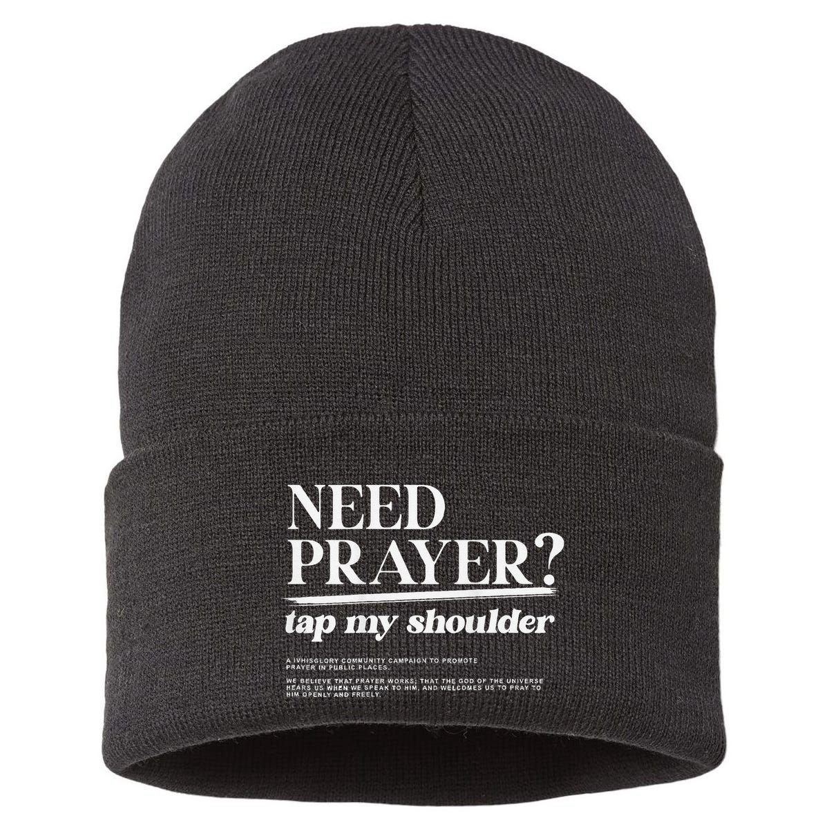 On Back Iv His Glory Need Prayer Tap My Shoulder Sustainable Knit Beanie