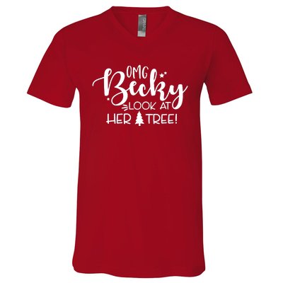 Omg Becky Look At Her Tree Funny V-Neck T-Shirt