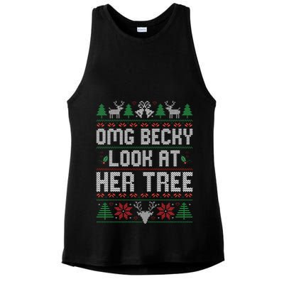 Omg Becky Look at Her Tree Funny Ugly Christmas Sweater  Ladies PosiCharge Tri-Blend Wicking Tank