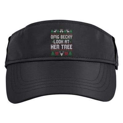Omg Becky Look at Her Tree Funny Ugly Christmas Sweater  Adult Drive Performance Visor