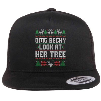 Omg Becky Look at Her Tree Funny Ugly Christmas Sweater  Flatbill Hat