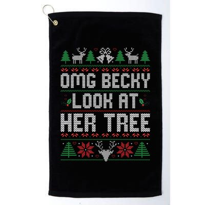 Omg Becky Look at Her Tree Funny Ugly Christmas Sweater  Golf Towel