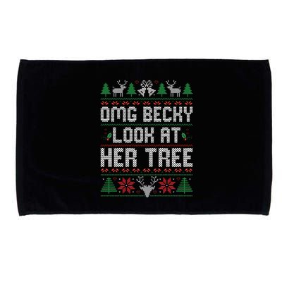 Omg Becky Look at Her Tree Funny Ugly Christmas Sweater  Microfiber Hand Towel