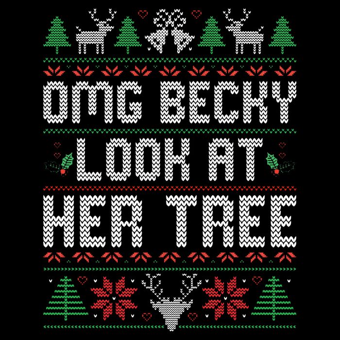 Omg Becky Look at Her Tree Funny Ugly Christmas Sweater  Short Acrylic Beanie