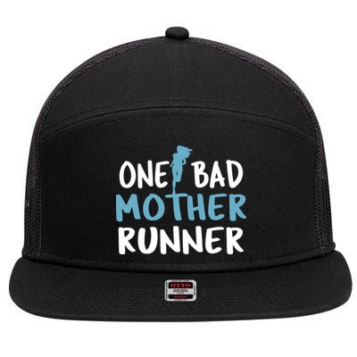 One Bad Mother Runner Mothers Day Marathon 5k 7 Panel Mesh Trucker Snapback Hat