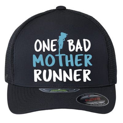 One Bad Mother Runner Mothers Day Marathon 5k Flexfit Unipanel Trucker Cap