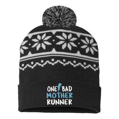 One Bad Mother Runner Mothers Day Marathon 5k USA-Made Snowflake Beanie