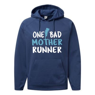 One Bad Mother Runner Mothers Day Marathon 5k Performance Fleece Hoodie