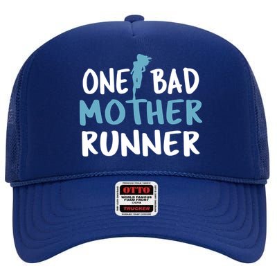 One Bad Mother Runner Mothers Day Marathon 5k High Crown Mesh Back Trucker Hat