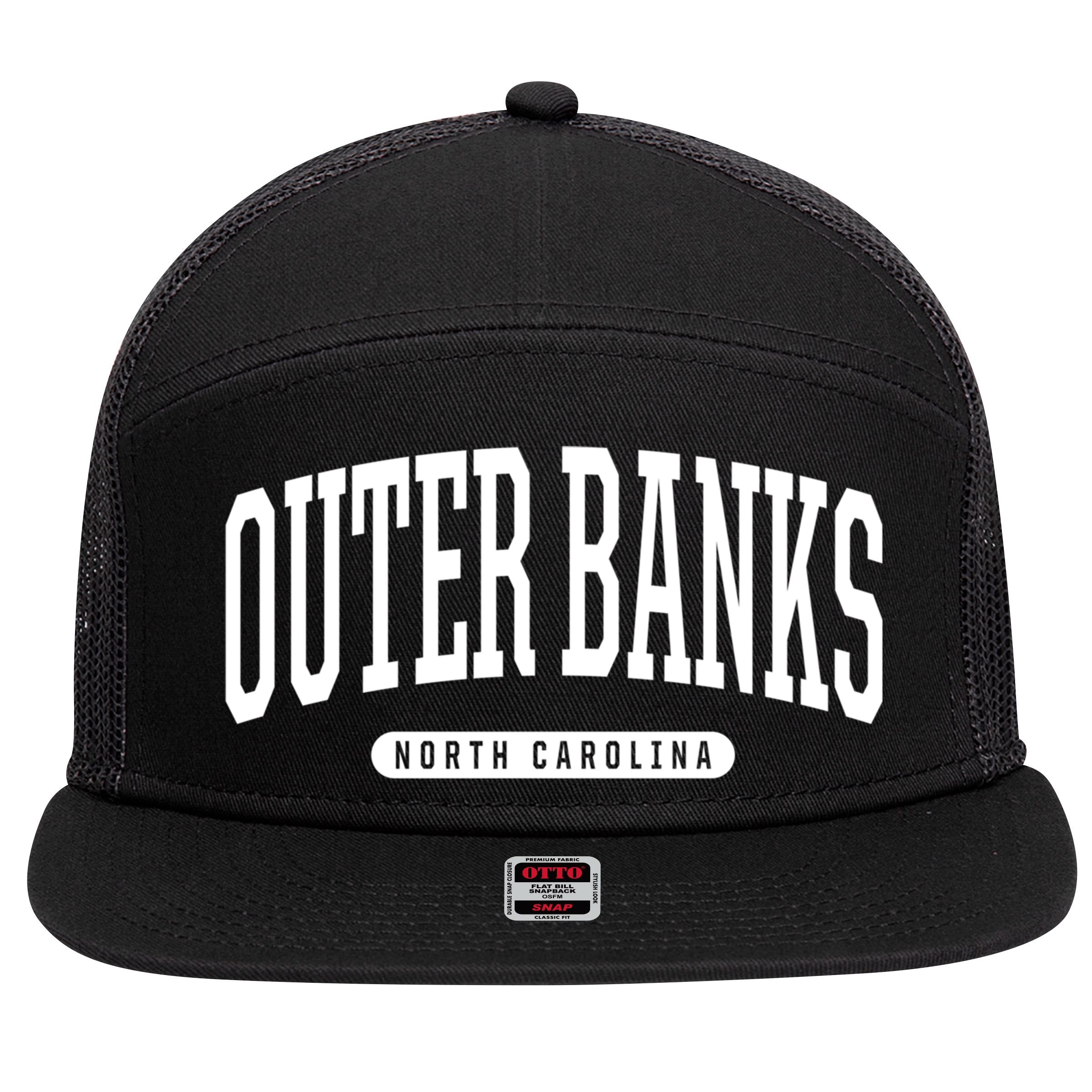 Outer Banks Meaningful Gift Cool Gift College University Style Nc Us 7 Panel Mesh Trucker Snapback Hat