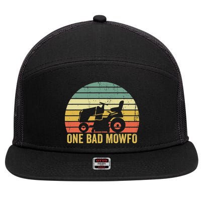 One Bad Mowfo Funny Lawn Care Grass Mowing Gardener Dad 7 Panel Mesh Trucker Snapback Hat