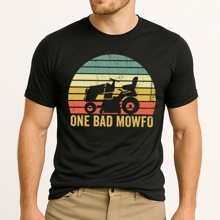 One Bad Mowfo Funny Lawn Care Grass Mowing Gardener Dad Cooling Performance Crew T-Shirt