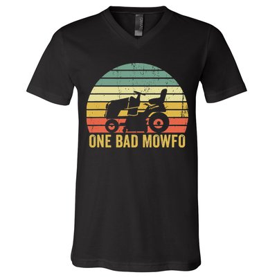 One Bad Mowfo Funny Lawn Care Grass Mowing Gardener Dad V-Neck T-Shirt