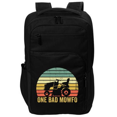 One Bad Mowfo Funny Lawn Care Grass Mowing Gardener Dad Impact Tech Backpack