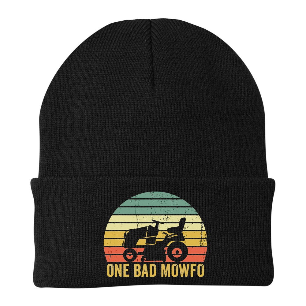 One Bad Mowfo Funny Lawn Care Grass Mowing Gardener Dad Beanie
