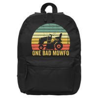 One Bad Mowfo Funny Lawn Care Grass Mowing Gardener Dad 16 in Basic Backpack