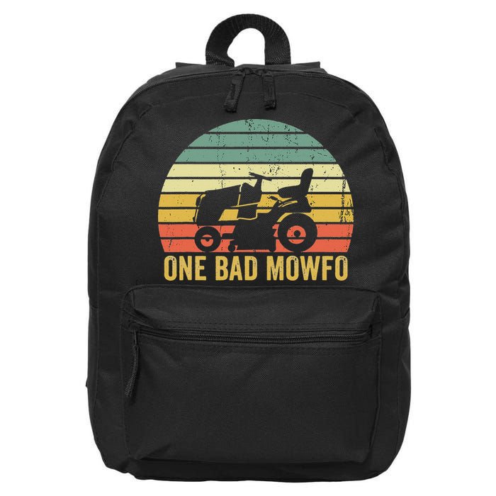 One Bad Mowfo Funny Lawn Care Grass Mowing Gardener Dad 16 in Basic Backpack