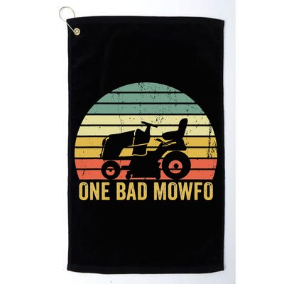 One Bad Mowfo Funny Lawn Care Grass Mowing Gardener Dad Golf Towel