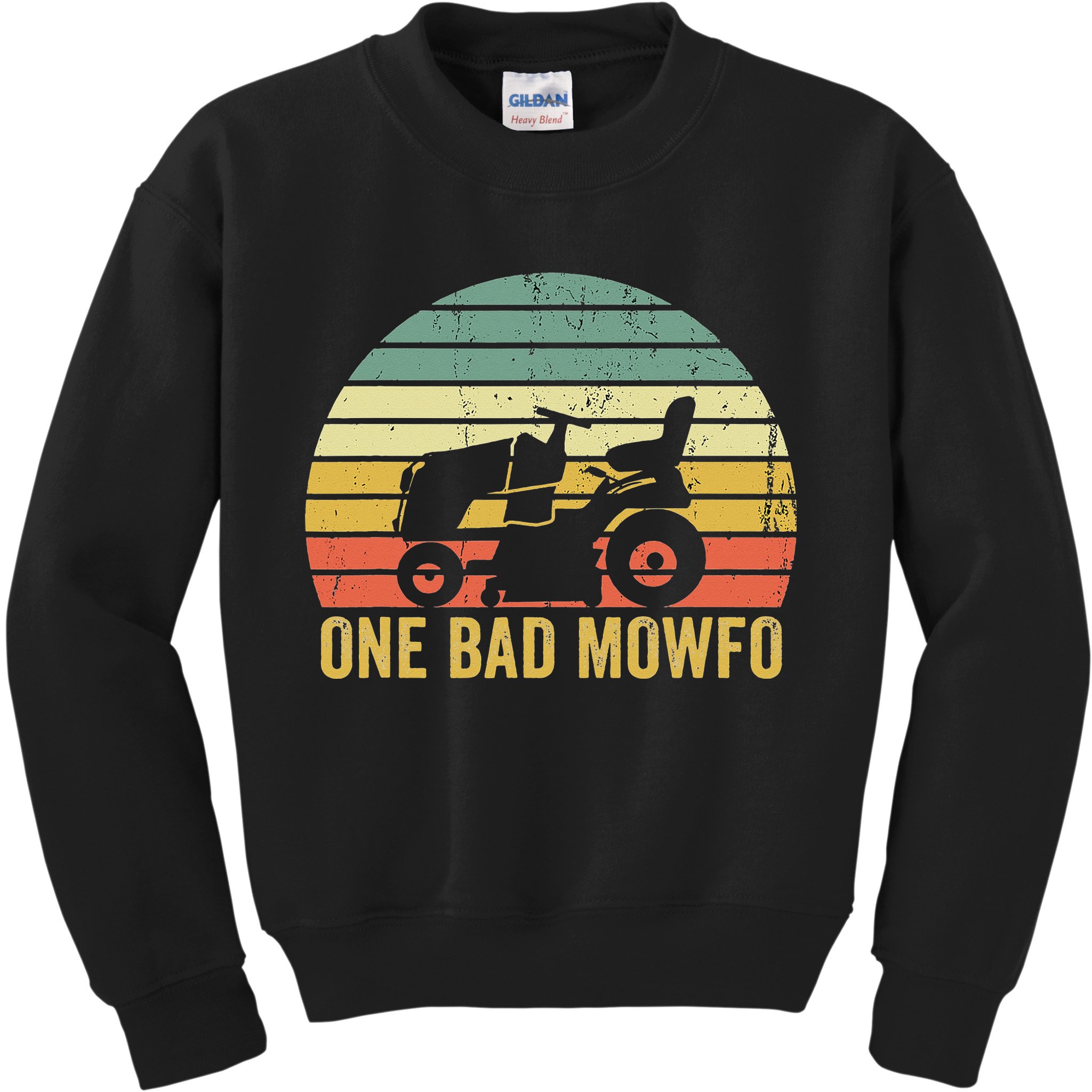 One Bad Mowfo Funny Lawn Care Grass Mowing Gardener Dad Kids Sweatshirt