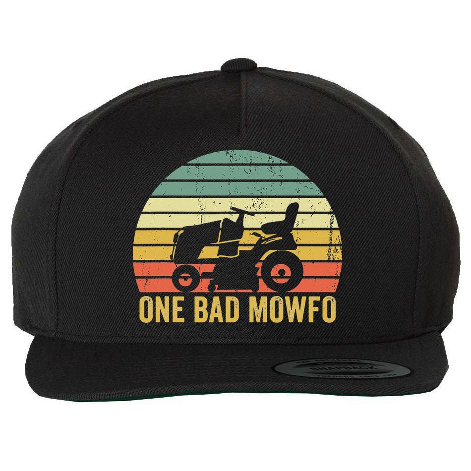 One Bad Mowfo Funny Lawn Care Grass Mowing Gardener Dad Wool Snapback Cap