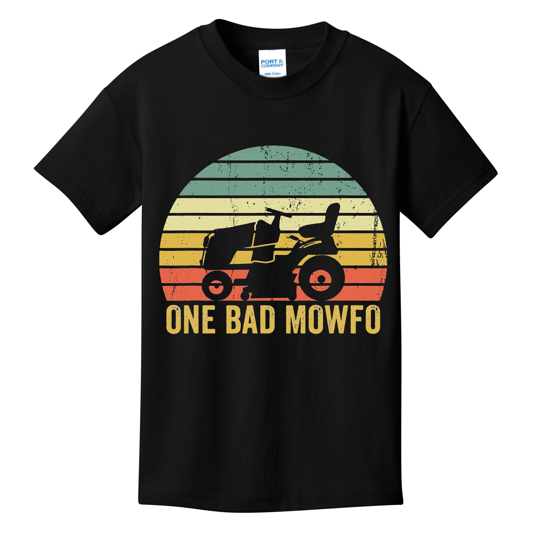 One Bad Mowfo Funny Lawn Care Grass Mowing Gardener Dad Kids T-Shirt