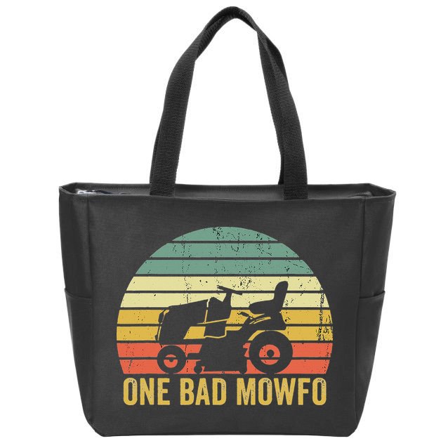 One Bad Mowfo Funny Lawn Care Grass Mowing Gardener Dad Zip Tote Bag