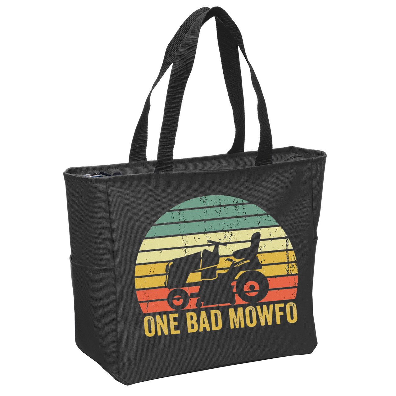 One Bad Mowfo Funny Lawn Care Grass Mowing Gardener Dad Zip Tote Bag
