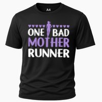 One Bad Mother Track Field Running Mom Marathon Runner Mama Gift Cooling Performance Crew T-Shirt