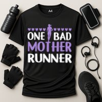 One Bad Mother Track Field Running Mom Marathon Runner Mama Gift Cooling Performance Crew T-Shirt