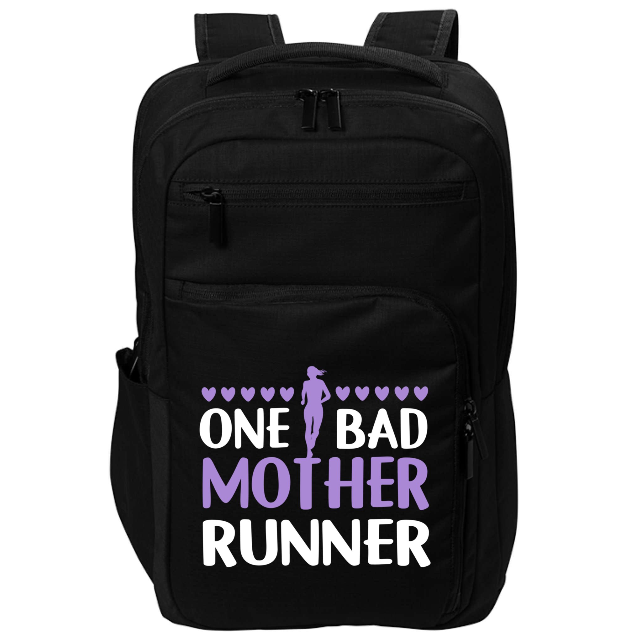 One Bad Mother Track Field Running Mom Marathon Runner Mama Gift Impact Tech Backpack