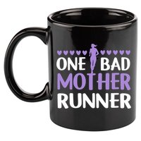 One Bad Mother Track Field Running Mom Marathon Runner Mama Gift 11oz C Handle Ceramic Mug