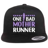 One Bad Mother Track Field Running Mom Marathon Runner Mama Gift Flat Bill Trucker Hat