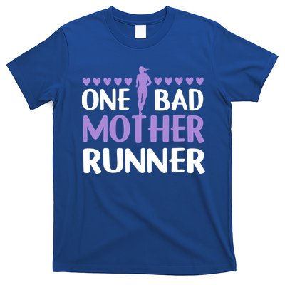 One Bad Mother Track Field Running Mom Marathon Runner Mama Gift T-Shirt