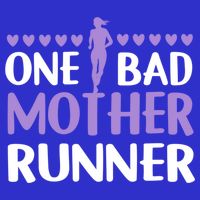 One Bad Mother Track Field Running Mom Marathon Runner Mama Gift Women's V-Neck T-Shirt
