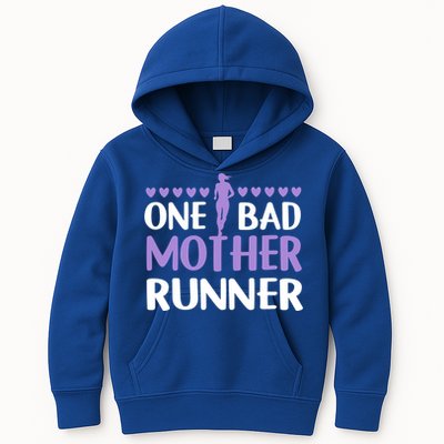 One Bad Mother Track Field Running Mom Marathon Runner Mama Gift Kids Hoodie