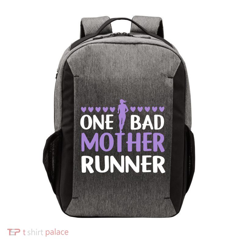 One Bad Mother Track Field Running Mom Marathon Runner Mama Gift Vector Backpack