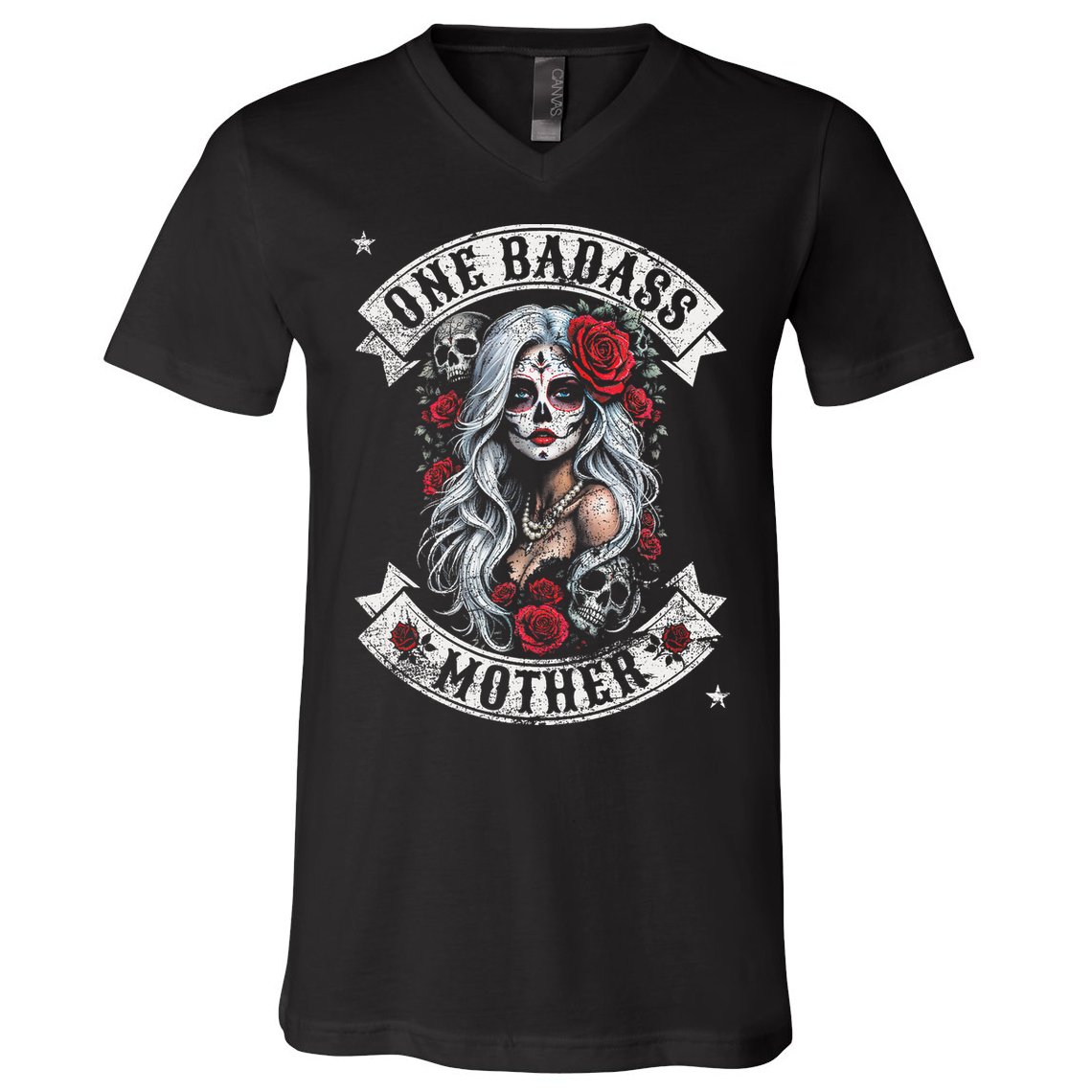 One Badass Mother Mom Stepmom Single Mom Mamma Mothers Day V-Neck T-Shirt