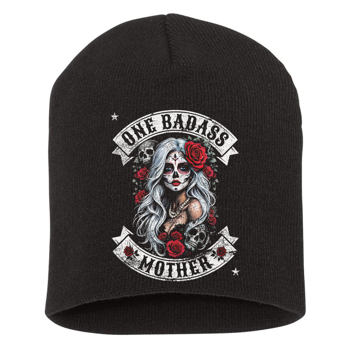 One Badass Mother Mom Stepmom Single Mom Mamma Mothers Day Short Acrylic Beanie