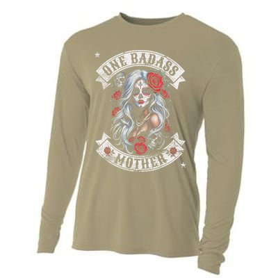 One Badass Mother Mom Stepmom Single Mom Mamma Mothers Day Cooling Performance Long Sleeve Crew
